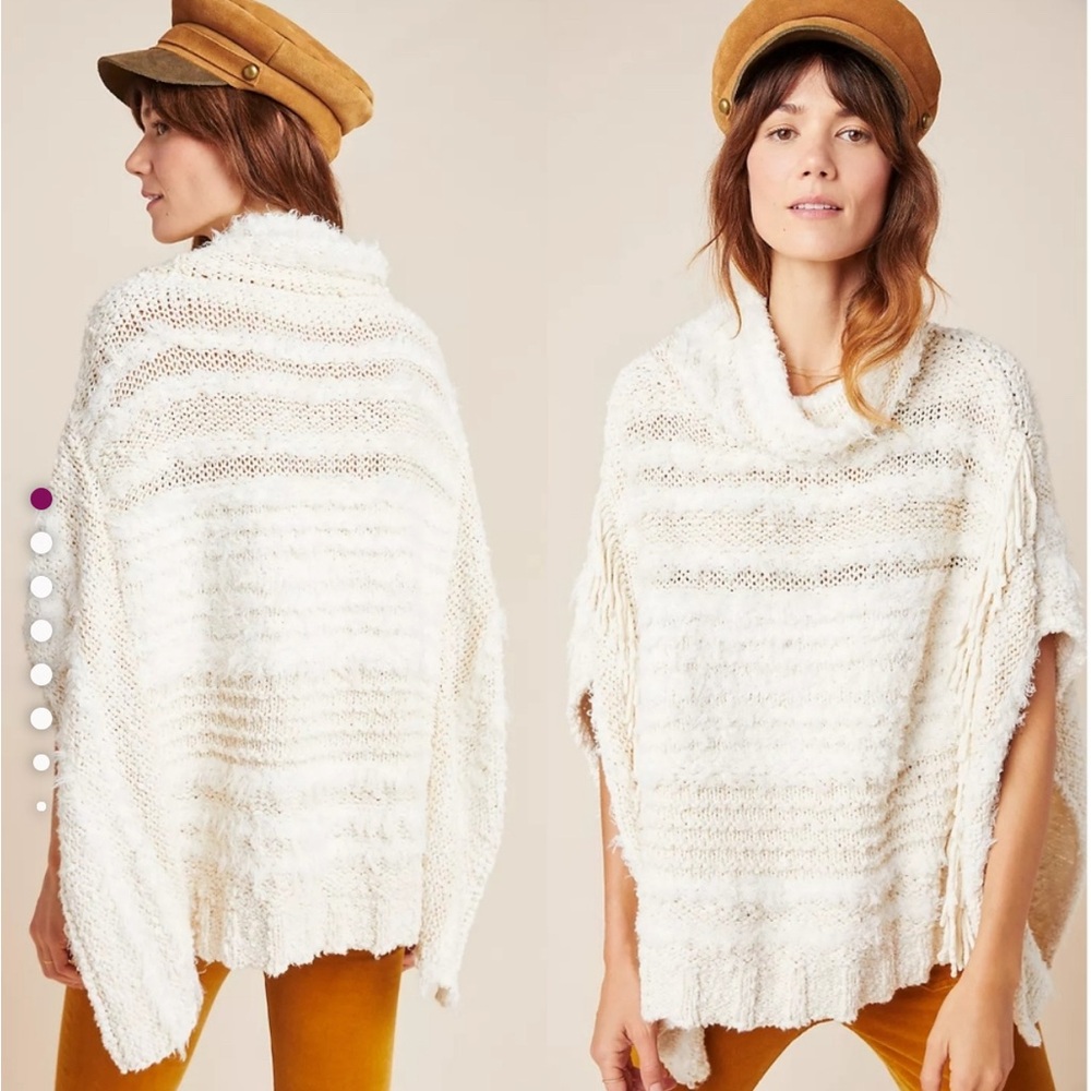 Anthropologie White Knit Shrug Poncho